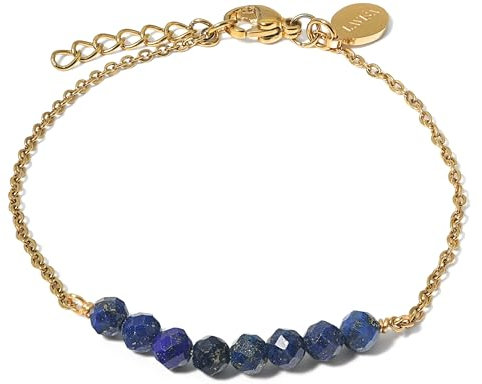 LAVISA 8 Perlen Edelstein Armband - 4mm Perlen - Echte Naturstein Perlen | Kristallperlen, Heilsteine | Onesize mit Verlängerung (Lapislazuli)