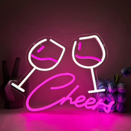 UExnkj-Y Cheers Neon Schild für Wanddekoration, Bar Neon Sign LED Leuchtreklame USB LED Neonschilder für Hausbar, Spielkneipe, Bistro, Nachtclub, Raum, Bar, Drinkparty