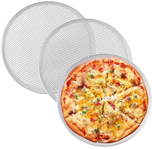 Lot de 3 plaques à pizza rondes de 30,5 cm en aluminium anti-adhésif pour four, maison, restaurant