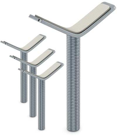 BOMI Y-Adapter 4er Set Silber I Metall Spindel für Türschutzgitter und Treppengitter I M10 Gewinde, geeignet für Geländer bis 60 mm I Anti-Rutsch Funktion | Zubehör für Kinderschutzgitter ohne Bohren