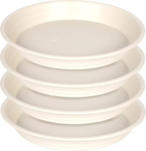 SAUCERHOME Pflanzen-Untersetzer, 30,5 cm, 4 Packungen Kunststoff-Blumentopf-Untersetzer und Tropfschalen für drinnen und draußen, schwere, stabile, langlebige Pflanzteller, Wasserfänger (Beige)