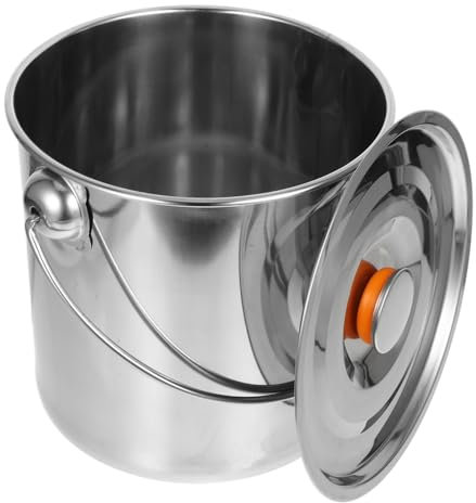 Gogogmee Camping Cooking Equipment Portable Firewood Bucket Stainless Steel Handle Lid Accessory for Camping Equipment Random Style