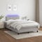 Willood Boxspringbett mit Matratze Bett Kopfteil LED, Einzelbett Bettgestell mit Lattenrost, Polsterbett Bettrahmen Hellgrau 120x200 cm Stoff Block mit Quadraten