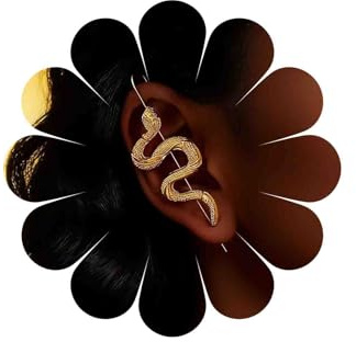 Katshdan Schlangen-Ohrringe für Damen, Schlangenwickel-Gold-Haken-Ohrringe, Gothic-Schlangenwickel-Crawler-Ohrringen, strukturierte Ohrnadel-Ohrringen, Viper-Schlangen-Ohrmanschetten-Haken-Ohr