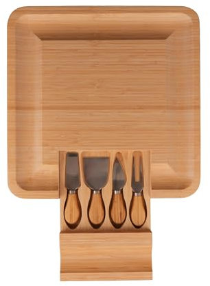 TARUNMO Set di taglieri per salumi in bambù, tagliere per formaggi e coltelli, regalo per coppie, tagliere per formaggi, set regalo da 34 cm