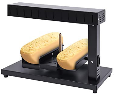 Máquina para derretir queso comercial, máquina eléctrica para derretir queso tipo raclette, parrilla de calentamiento rápido de 750 W, área de calentamiento doble, rueda de queso de ángulo ajustable