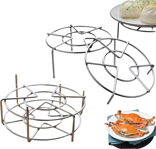 Stainless Steel Steaming Rack Round Steam Rack for Instant Pot Accessories Round Steaming Rack Cooking Rack Tall Cooking Gift Easy to Store on Kitchen Hooks for Cooking Roasting Baking Grate (5PCS)