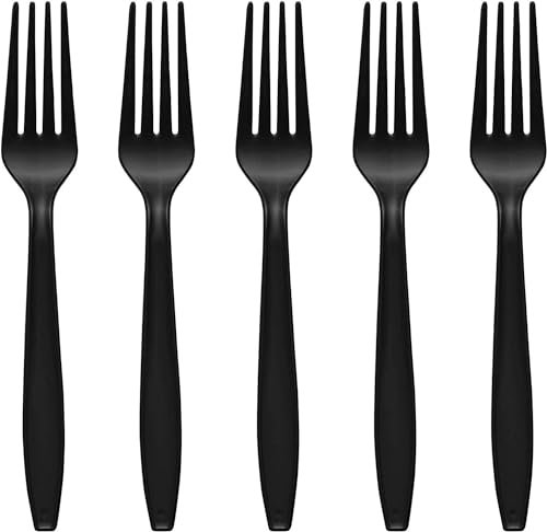 50 Pieces Heavy Duty Black Plastic Forks, Reusable and Washable Forks,Black Reusable Forks Perfect for Picnics, Parties, Tableware and Dinnerware,Reusable Forks