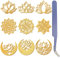 craspire 9 Stück Lotus Mandala Aufkleber Aus Goldenem Metall 1,5 x 1,5 Zoll Mit Pinzette Mondphasenblume Boho Stil Wasserfest Selbstklebend Nickel Dekorationsaufkleber Für Sammelalben DIY