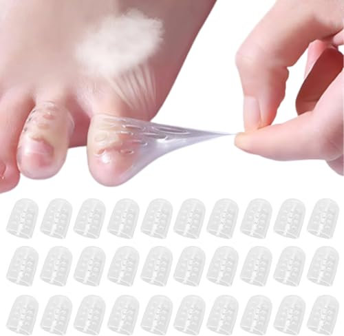 Lot de 30 protections d'orteils en silicone - Coussinets transparents - Petits protège-orteils - Protection des orteils -Couvre-orteils rembourrés - Haute élasticité - Convient pour la marche, la