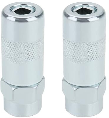 ECSiNG Pack of 2 Grease Gun Couplings Compatible with Milwaukee 2446-20 2646-20 2646-21CT 2646-22CT 49-16-2649 Connector 1/8 Inch FNPT Female Thread 1/8-27 Inch NPT Silver