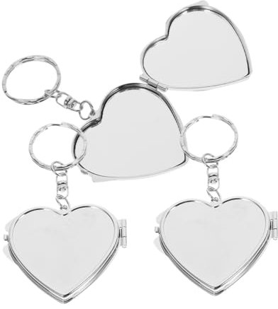TOGEVAL 3pièces Miroir Pliant Métal Porte-clés Forme De Cœur Miroir Compact Pour Diy Pendentif Porte-clés