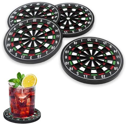 Dart Deko Getränke Untersetzer 4er-Set Für Kaffee Bierbecher Wein Glas | Lebensmittelechtes ABS, Hitzebeständig, Rutschfestes Design, Für Gläser