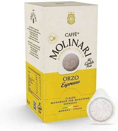 Caffè Molinari Orzo Espresso solubile Cialde in Carta Ese 44 Mm - Confezione da 5 Astucci da 20 - Totali 100 Cialde -