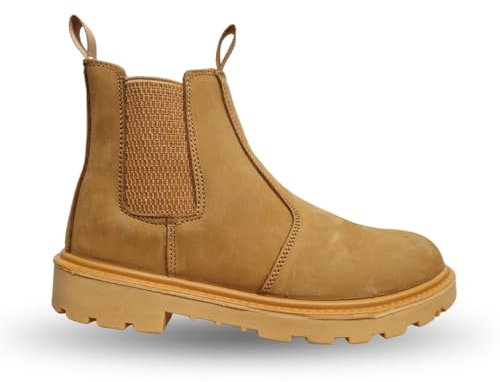 Mens Safety Boots Dealer Twin Gusset Steel Toe Cap Midsole S1 P Work Industrial Contruction Pull On Leather Lightweight Graft (Honey Nubuck, UK Footwear Size System, Adult, Men, Numeric, Medium, 6)