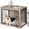 Yaheetech Indoor Dog Crate Furniture End Table with Cushion & Double Doors for Shiba Inus, Bichon Frises, Shih Tzus, Medium Dog Cage 80.5x55.5x63.5 cm, Grey