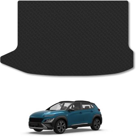 Fits Hyundai Kona (2017-2023) 5mm Rubber Boot Mat | Heavy Duty Rubber Tailored Fit Boot Liner Full Coverage Durable Waterproof Accessories Easy Clean Anti Slip Made in the UK