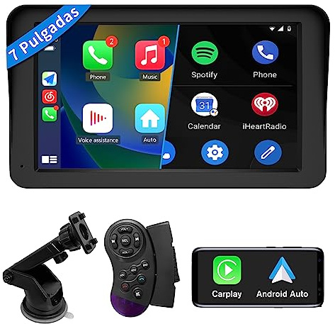 AWESAFE 7 Pantalla de Coche CarPlay/Android Auto/MirrorLink Inalámbrico para Coche, Reproductor de Coche Pantalla Tactíl Admite Bluetooth/SIRI/Asistente de Voz/Sin AUX