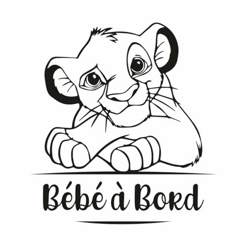 Sticker Bébé à Bord Simba – Autocollant Voiture Vinyle Sans Fond | Personnalisation Possible | Résistant UV & Lavage Auto | Déco Voiture Bébé | Pose Facile, Repositionnable