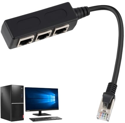 Splitter Ethernet RJ45, Splitter LAN 1 Maschio a 3 Femmina, Sdoppiatore LAN Adattatore Rete RJ45, Cavo Ethernet Sdoppiatore per Router Switch Hub TV Box PC Cat5 Cat5e Cat6 Cat7, Trasmissione Stabile