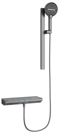 XJTNLB Mitigeur Douche Thermostatique Robinet Baignoire Cascade Mural Pistolet Gris Robinet Salle Bain Baignoire avec Barre de Douche