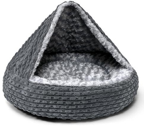 Heymamba Doughnut Dog Bed Medium, Washable Dog Cave Bed, 66x65x15cm | Fiber Cotton to Support Medium Dogs, Washable Hooded Beds