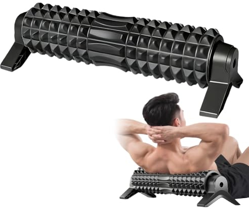 Blackroll - Rodillo para fascia de columna vertebral, espalda y rodillo de espuma con soporte, 54 cm, rollo de fascia duro, textura 3D EVA para relajación muscular, color negro