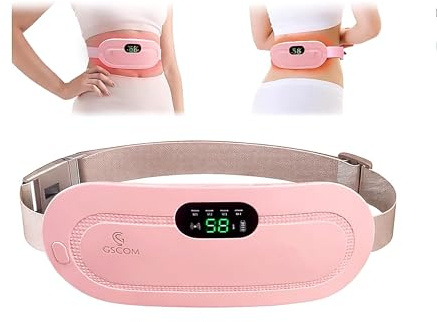 Heat Pad for Period Cramps & Menstrual Pain Relief with Vibration Massage, Fast Heating Wearable Belt, 3 Heat Levels, 4 Massage Modes, USB Rechargeable for Abdomen & Back, Gifts for Women (Pink)