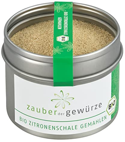 Zauber der Gewürze Zitronenschale getrocknet, gemahlen in Bioqualität - verfeinert Kuchen, Desserts sowie pikante Speisen wie Fisch und Geflügel, 50 g