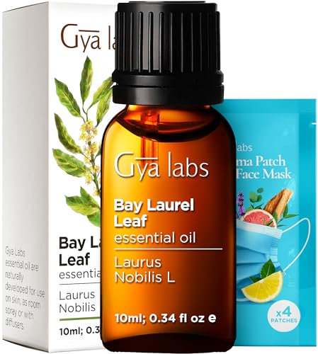 Gya Labs Ätherisches Lorbeerblattöl für trockenes Haar & Kopfhaut (10ml) - Rein, therapeutische Qualität - Perfekt für Aromatherapie, Haarwuchs & Schlaf - Vernebeln oder auf Haut oder Haar anwenden