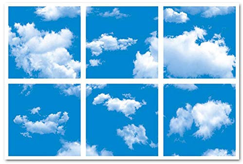 ENERJ Sky Ceiling Light Box, LED Light Cool Ultra Thin Panel, 6 Pcs of 60X60Cms / 600x600mm, Mimics Natural for Office and Home (3D, 40W, 1500 Lumens) (6x3D Sky Panel)