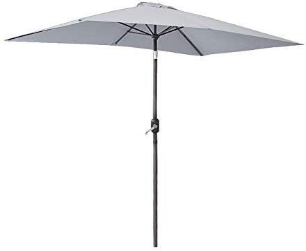 Green Bay 2x3m Patio Outdoor Umbrella Wind up Garden Parasol Sun Shade Aluminium Crank Tilt Mechanism (Grey)