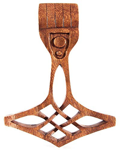 Windalf Vikings Wanddeko THORALF 23 cm Thors Hammer Nordic Wandrelief Handarbeit aus Holz