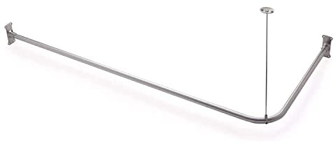 Naiture Eck-Duschvorhangstange mit Deckenhalterung, Edelstahl, 152,4 x 76,2 cm, gebürstetes Nickel-Finish