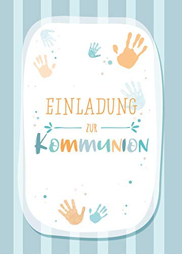 KE - Ideale Einladungskarten zur Kommunion im 5er Set - Einladung - Einladungskarten für Jungen & Mädchen - DIN C6-5x Klappkarten inkl. Innentext & Umschläge - Motiv: Hände_E