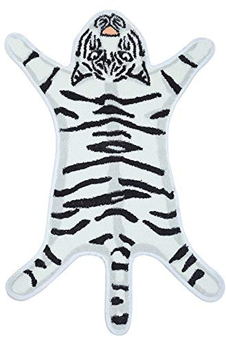 Kaxich Badematte rutschfest Weiche Mikrofaser Badezimmerteppich Waschbar Badteppich Badezimmermatte mit Tiger Muster für Badezimmer, Küche, Schlafzimmer, Eingang (60 x 90 cm)