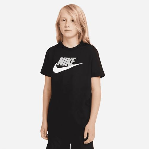 Nike B NSW Tee Futura Icon TD T-Shirt Bambino, Nero (Black/Lt Smoke Grey), L (147-158 cm)