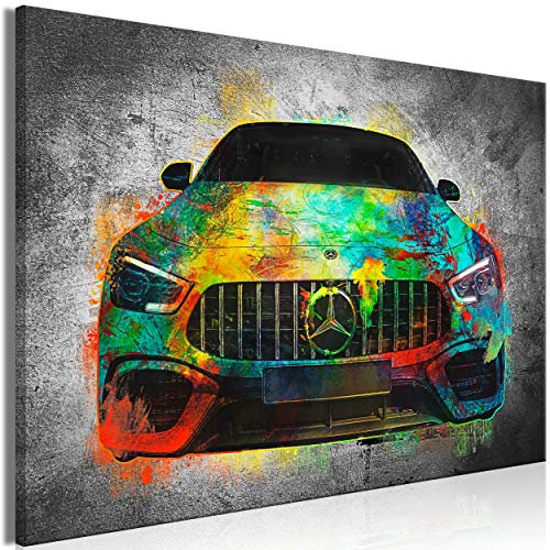 decomonkey Bilder Auto 90x60 cm 1 Teilig Leinwandbilder Bild auf Leinwand Vlies Wandbild Kunstdruck Wanddeko Wand Wohnzimmer Wanddekoration Deko Abstrakt schwarz bunt