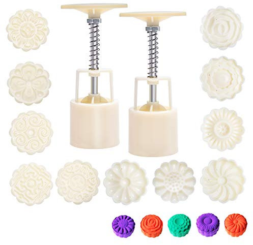 Akamino Badebomben-Form-Set, 2-teilig, Badebombenpresse mit 12 Stempeln für die Herstellung von Badebomben, Mondkuchen, Werkzeug