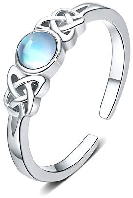 Mondstein Ring 925 Sterling Silver Celtic Ring für Damen Keltischer Knoten Regenbogen Mondstein Schmuck für Mädchen