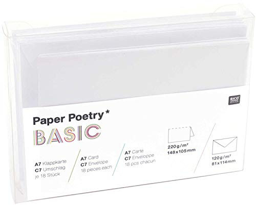 Rico Design Paper Poetry Kartenset Basic Weiss A7/C7 30teilig