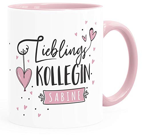 SpecialMe® Tasse Lieblings-Kollegin personalisierbar mit Namen persönliche Geschenke kleines Dankeschön inner-rosa Keramik-Tasse