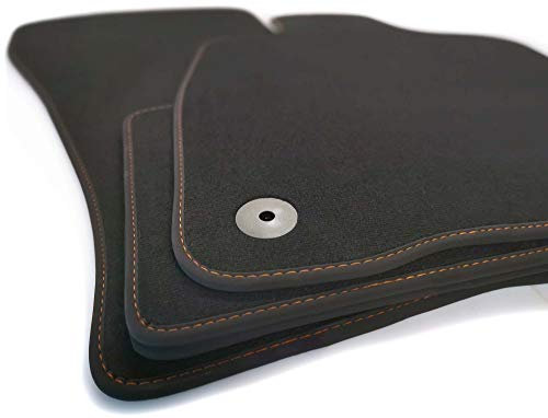 kh Teile Fußmatten passend für Formentor - Ziernaht Braun Premium Velours Matten 4-teilig Komplett-Set Autoteppich