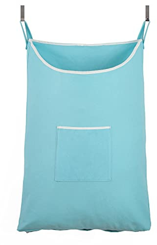Gorisen Laundry Collector, Laundry Hamper, Door Hanging Laundry bag with hooks (Light blue, 65Liters)