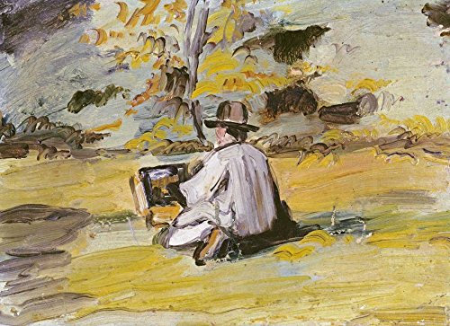 Bild auf gerollter Leinwand, Maler bei der Arbeit, Cezanne Paul – Landschaft, horizontal, Kunstdruck, Landschaften und Landschaft, Prärien und Felder, Männer, Akt, Leinwand, Kunstdruck, 40,6 x 55,9 cm