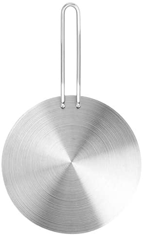 Induktions Adapterplatte, Wärmediffuser Induktionplatte Edelstahl Hitzeverteiler mit Teilbarem Griff Ringplatte Diffusor Induktionsadapter Simmerplatte für Gasherd Herd Kochen Kochgeschirr Disk 20cm