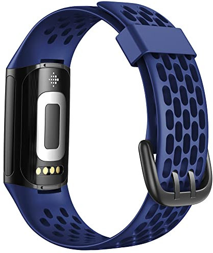 Feysentoe Armband Kompatibel für Fitbit charge 5 Estrazarmband Uhrenarmband(Dunkelblau)