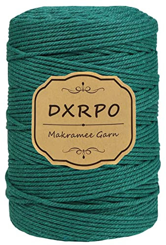 DXRPO Makramee Garn 3 mm x 300 m, Natürliches Makramee, Baumwollgarn Macrame Cord, Baumwollkordel Wird Verwendet Wandbehang, Makramee Blumenampel, DIY Handwerk Pflanze Aufhänger Boho Deko,Dunkelgrün