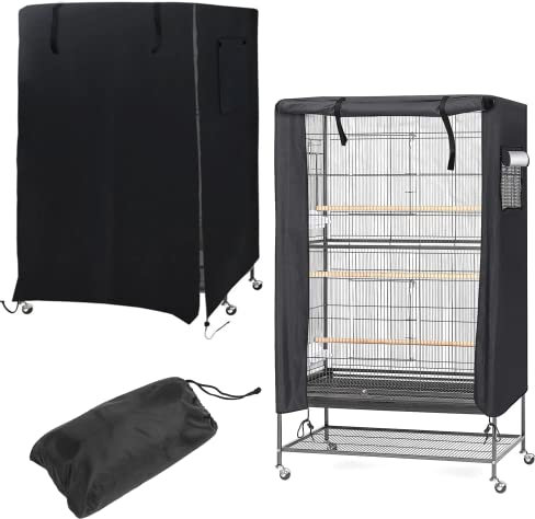 bangminda Funda para Jaulas de Pájaros 97x60x130cm Cubierta Grande para Jaula de Pájaros, Cubierta de Jaula de Dormir de Loro, Impermeable Transpirable a Prueba de Polvo y Luz (Negro)