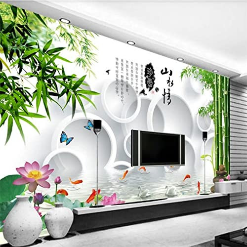 XTSWallpaper Fotomurales Xxl 140X70Cm Verde Bambú Flor Fotomural Tv Foto Mural Pared 3D Fotomurales Decorativos Papel Tapiz Estéreo 3D Fotomurales 3D Fotomural Vinilo Papel Pintado
